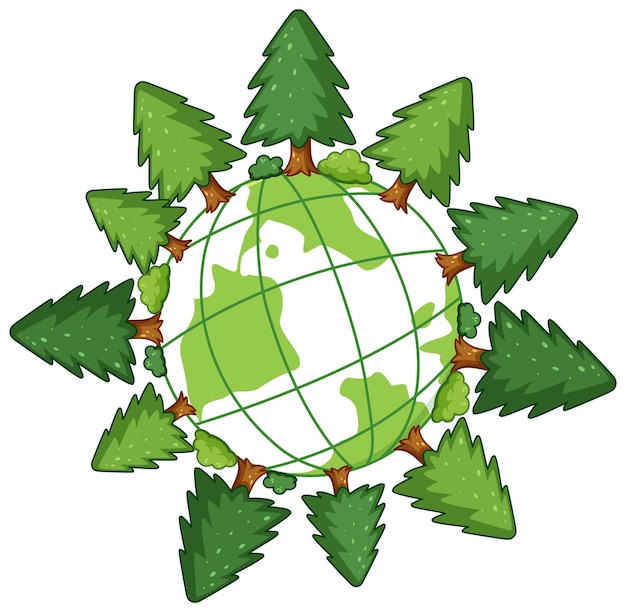 Free vector tree forest on globe vector