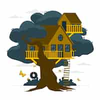 Free vector tree house concept illustration