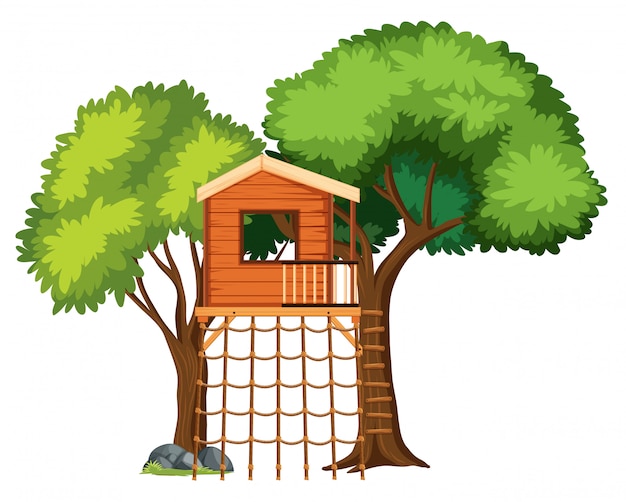 Vettore gratuito una casa sull'albero isolata