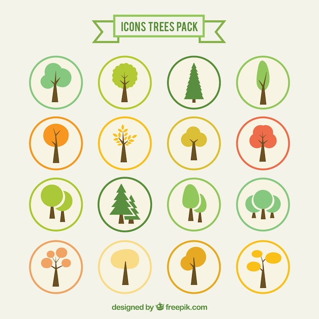 Free vector tree icons pack