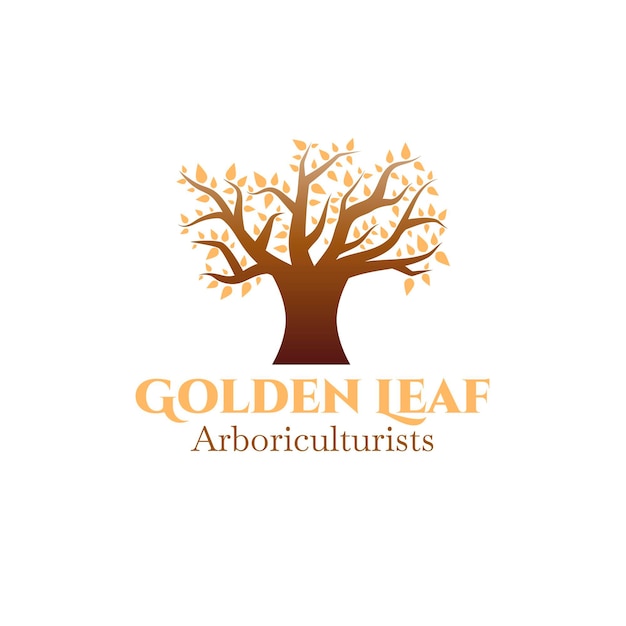 Tree life logo with golden leaves