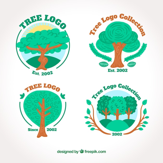 Vettore gratuito collezione logo albero