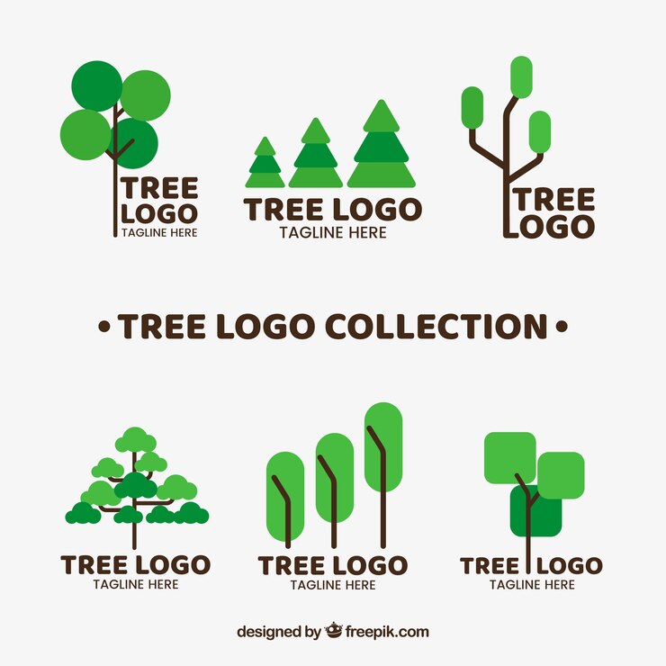 Free Vector tree logos collection in flat style