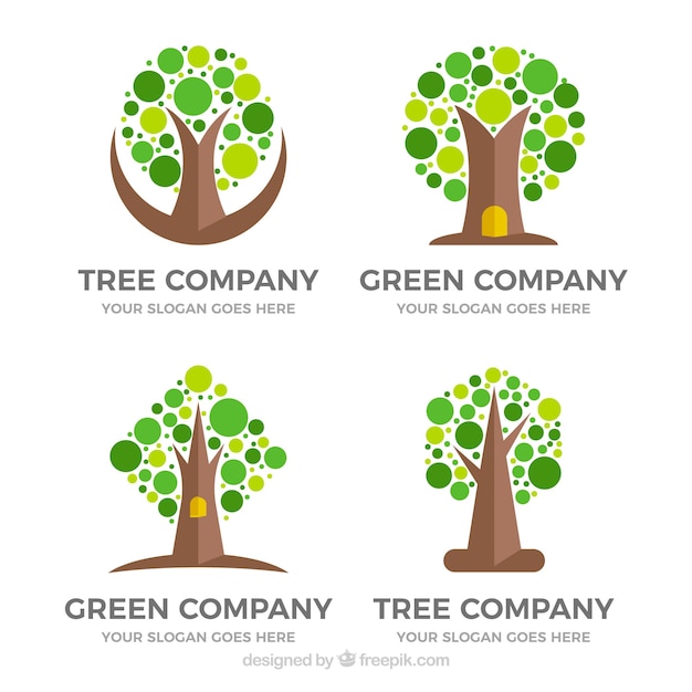 Free vector tree logos collection in flat style