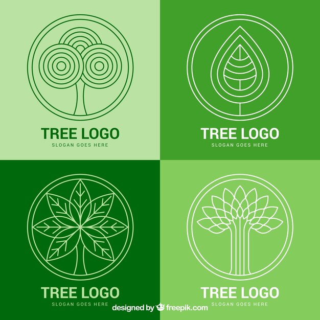 Free Vector tree logos collection in flat style