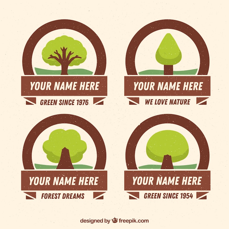 Free Vector tree logos collection in hand drawn style