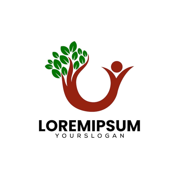 Free Vector tree people logo design template