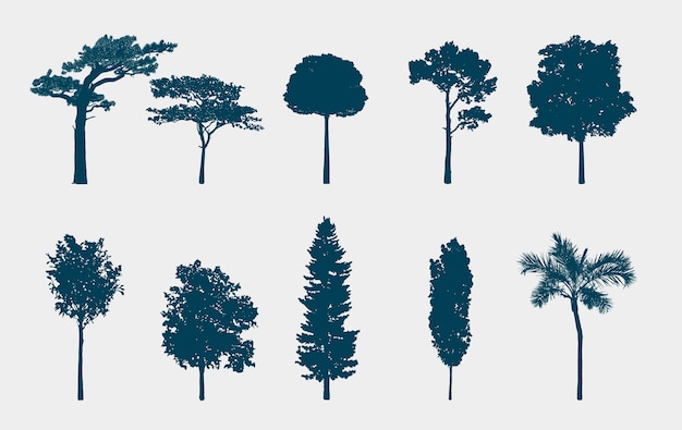 Бесплатное векторное изображение Набор деревьев