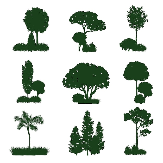 Free vector tree silhouette collection