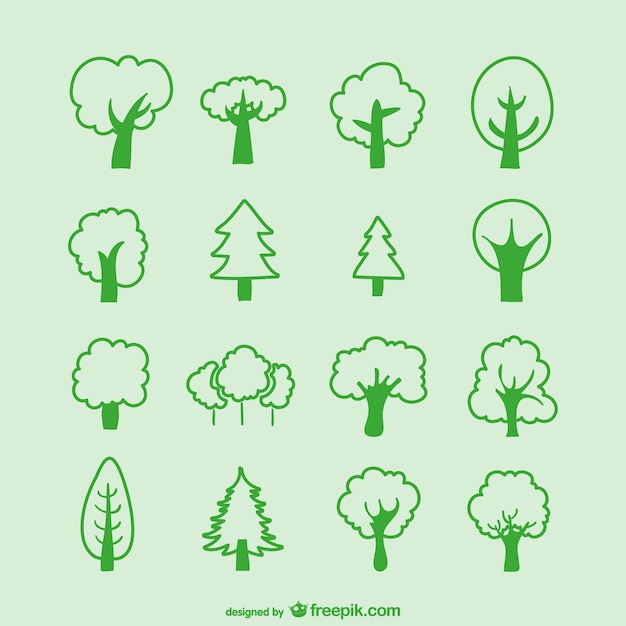 Free vector tree sketches pack