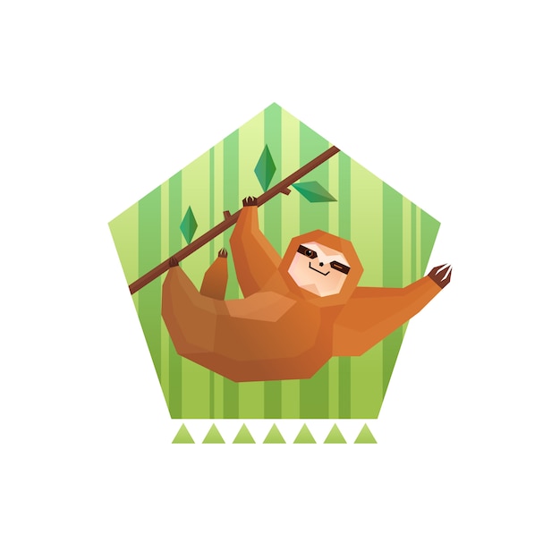 Free vector tree sloth pentagon composition