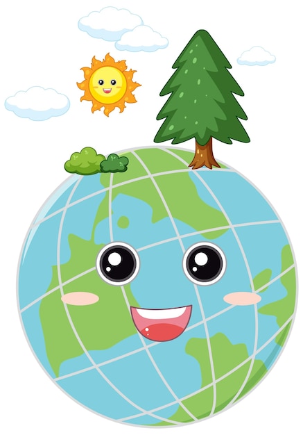 Free vector tree on smile earth globe