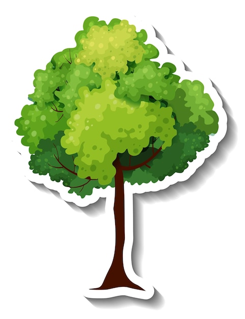 Бесплатное векторное изображение Наклейка дерево на белом фоне