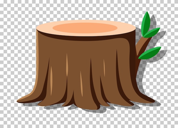 Tree stump isolated on grid background