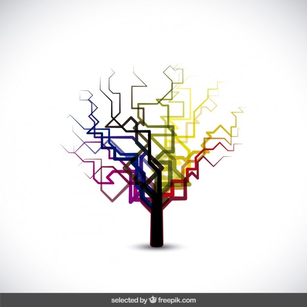 Бесплатное векторное изображение Дерево с разноцветными геометрическими филиалов
