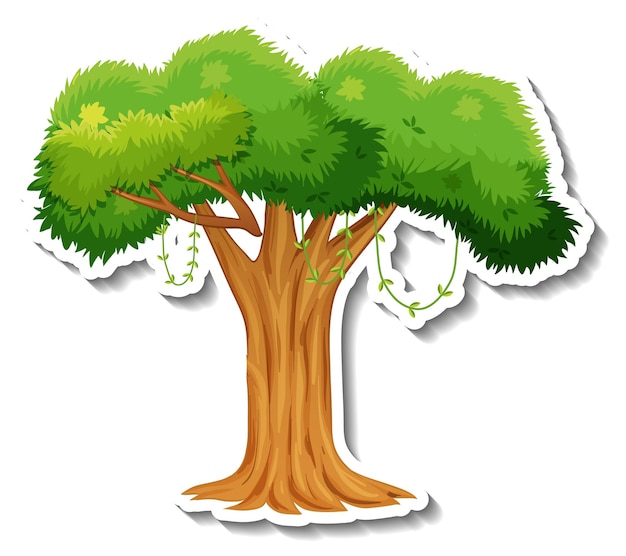 A tree with green leaves sticker on white background