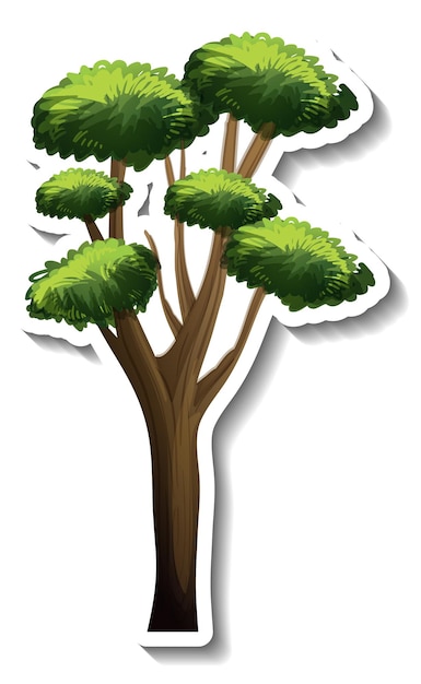 Free vector a tree with green leaves sticker on white background