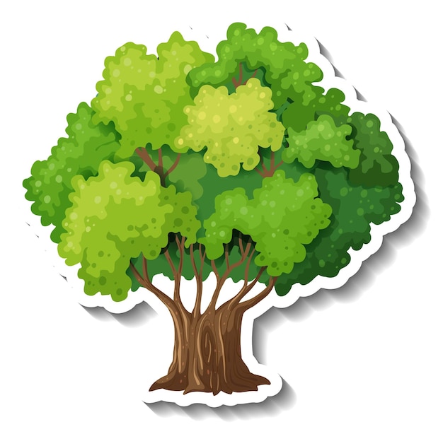 Free vector a tree with green leaves sticker on white background