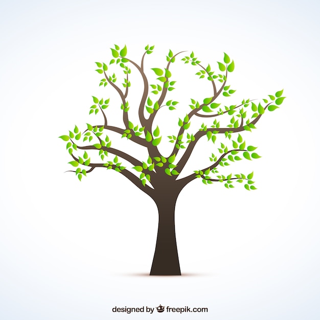 Бесплатное векторное изображение Дерево с зелеными листьями