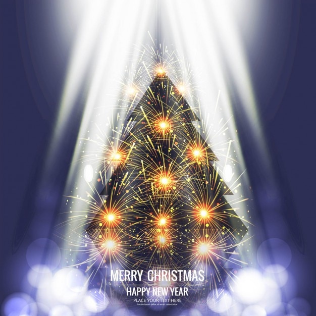 Free vector tree with lights, merry christmas