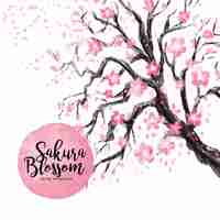 Free vector tree with pink flowers