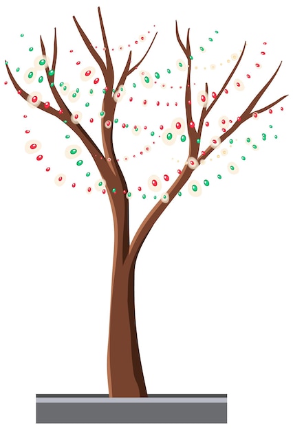 A Tree without Leaves Decorated with Christmas Lights – Vector Templates