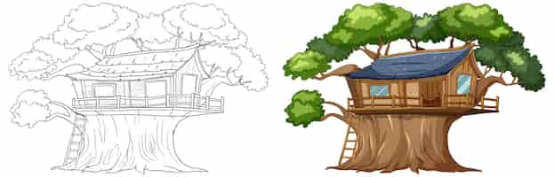 Бесплатное векторное изображение Мечты о деревянных домах до и после