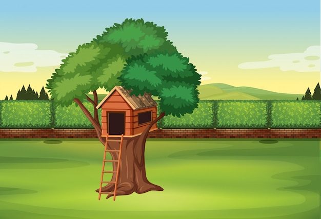 Free vector treehouse in park scene