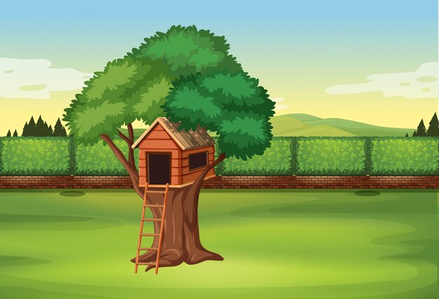 Treehouse in park scene