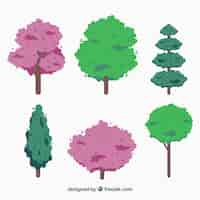 Vettore gratuito collezione di alberi in stile 2d