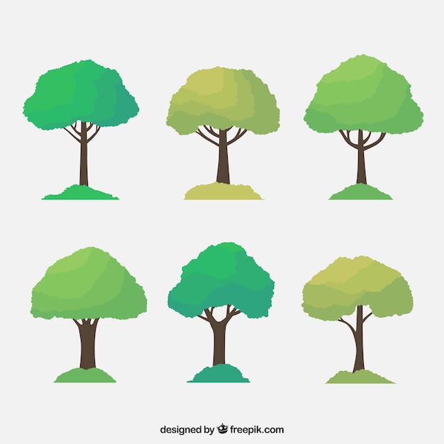 Free vector trees collection in flat style