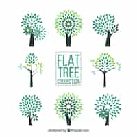 Free vector trees collection in flat style