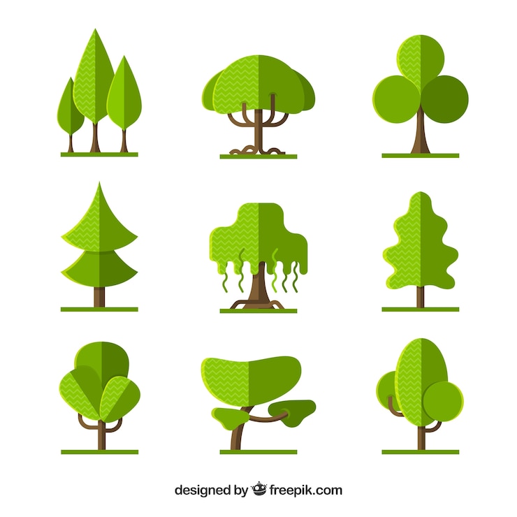 Free Vector trees collection in flat style
