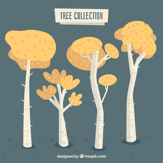 Vettore gratuito raccolta di alberi in stile piatto