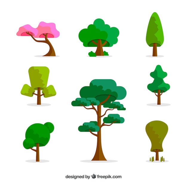 Trees collection in flat style