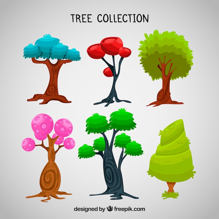 Free Vector trees collection in flat style