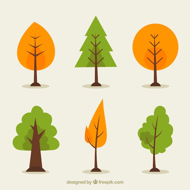 Free vector trees collection in flat style