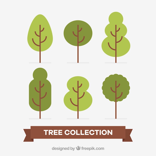 Free vector trees collection in flat style