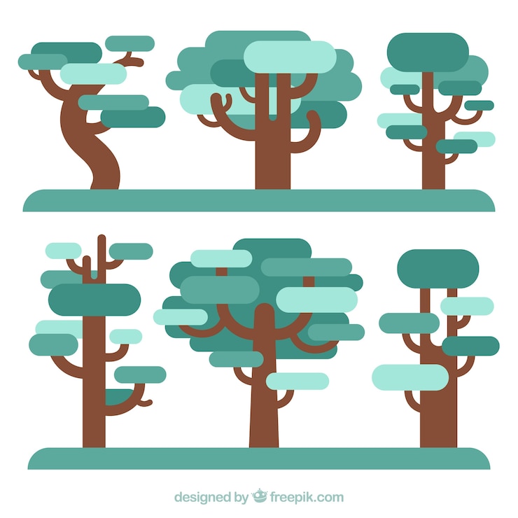 Free Vector trees collection in flat style