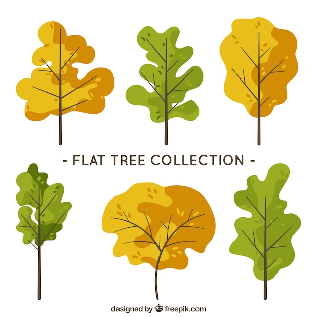 Бесплатное векторное изображение Коллекция деревьев в плоском стиле