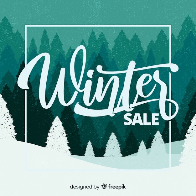 Trees silhouette winter sale background