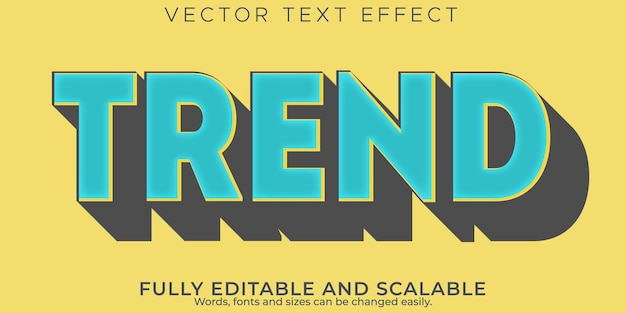 트렌드 텍스트 효과, 편집 가능한 그림자 및 빈티지 텍스트 스타일