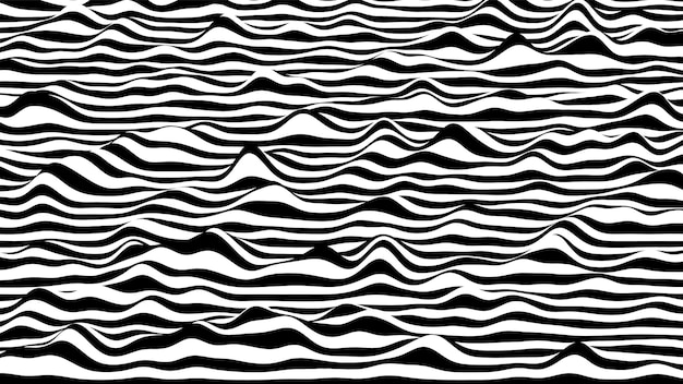 Trendy 3D black and white stripes distorted backdrop
