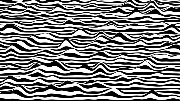 Trendy 3D black and white stripes distorted backdrop