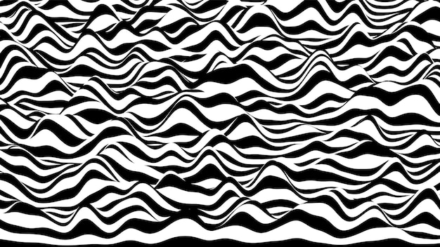 Бесплатное векторное изображение Модный 3d зебра черно-белые полосы искаженный фон