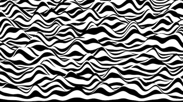 Trendy 3D zebra black and white stripes distorted backdrop