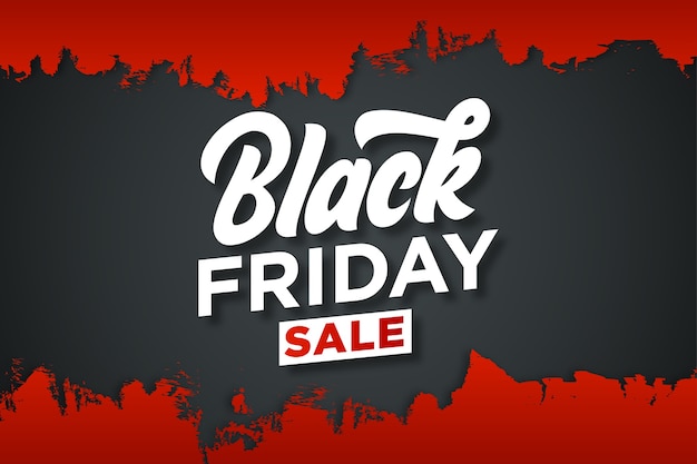 Trendy black friday sticker with drak background and red grunge Free Vector