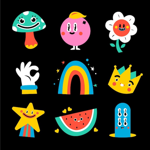 Trendy Cartoon Element Collection – Vector Templates