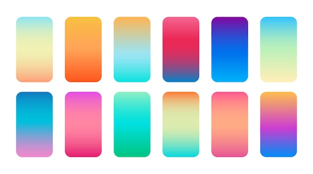 無料ベクター ui要素のコレクションでトレンディなカラフルなグラディエントの背景