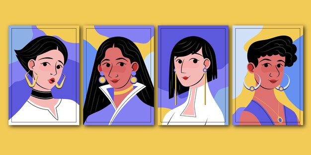 トレンディなファッションの肖像画はコレクションをカバーしています